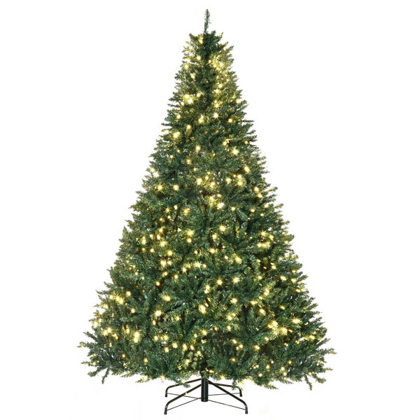 HOMCOM künstlicher Weihnachtsbaum, 210 cm Christbaum mit 2154 Spitzen, 700 LED-Leuchte, rutschfesten Metallständer, für Indoor, Weihnachten Deko, Grün