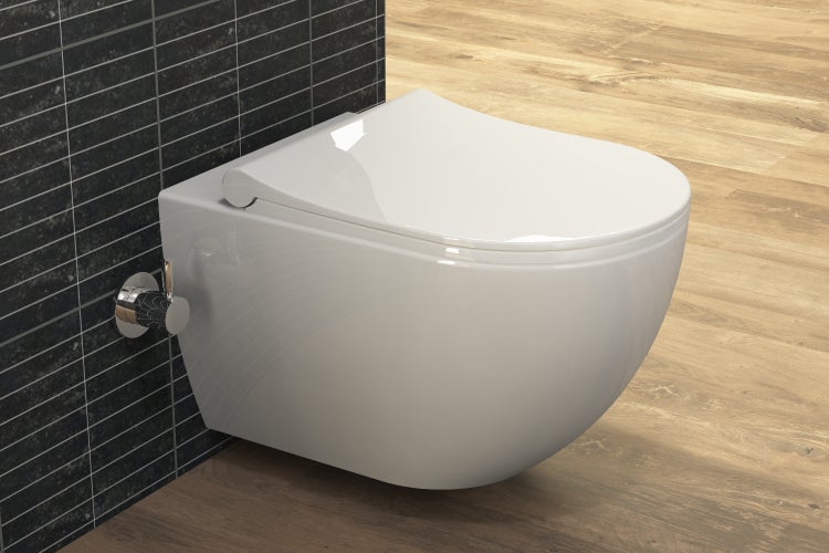 Aqua Bagno Taharet Hänge-Dusch-WC 10.32.10.01.KT – Spülrandloses Wand-WC mit Bidetfunktion
