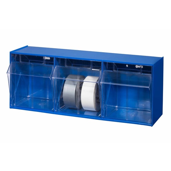 PROREGAL Klappschüttenmagazin VarioPlus ProFlip 3 HxBxT 24 x 60 x 20 cm Blau-Transparent