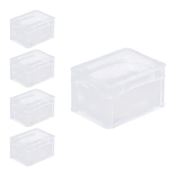 PROREGAL SuperSparSet 5 x Transparenter Eurobehälter BasicLine Mit Geschlossenem Griff und Klickdeckel HxBxT 12 x 15 x 20 cm 2,2 Liter Eurobox