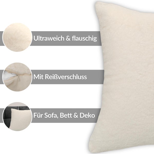 Flauschiges Dekokissen mit Reißverschluss, weiche Oberfläche, geeignet für Sofa und Bett.