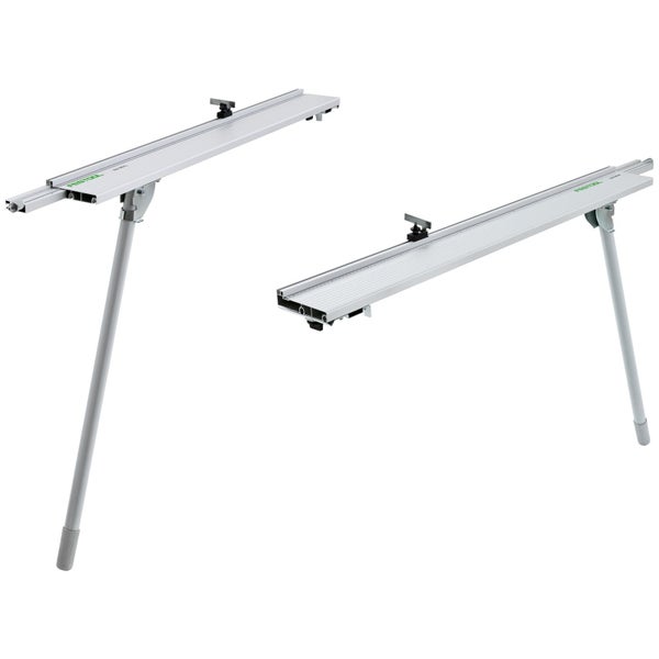 Zwei Festool KA-SYS Zubehör-Kappschienen auf Stativen