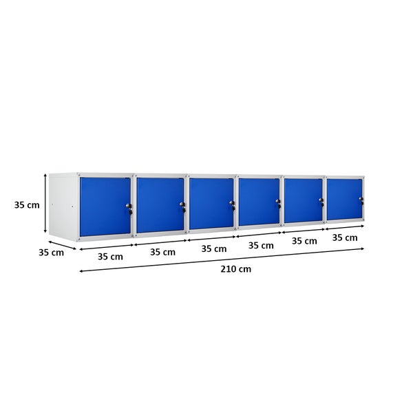 PROREGAL Mega Deal 6x Schließfachwürfel Cubic HxBxT 35 x 35 x 35 cm Grau-Blau
