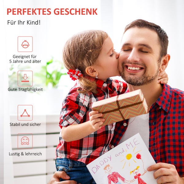 HOMCOM Kinderroller, 120L x 58B x 75-80H cm, Stahl, Aluminium, Gummi, Schwarz