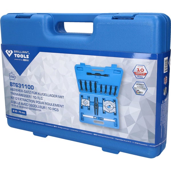 Brilliant Tools Abziehersatz für Kugellager mit Trennmesser, 10-teilig, im Koffer