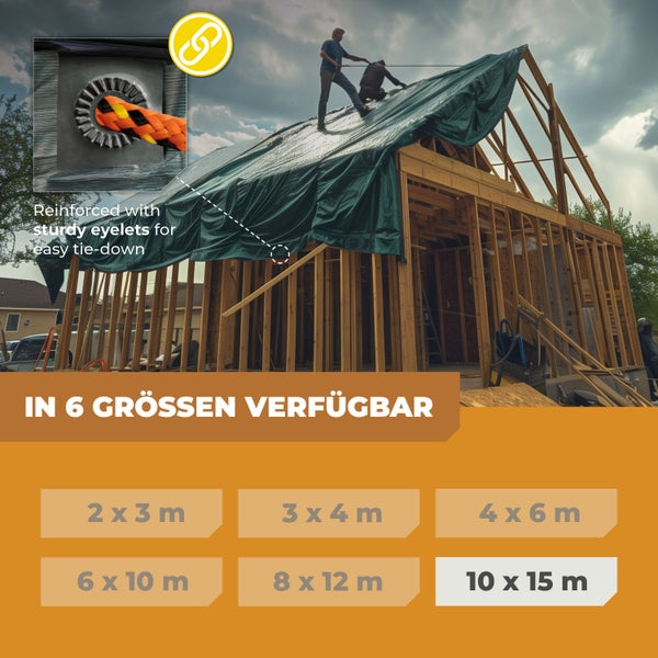 Abdeckplane in Grün 90g/m² 10x15m