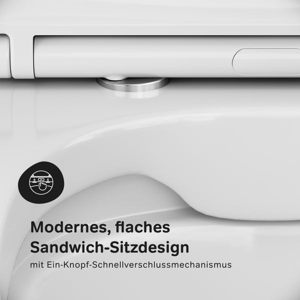AM.PM Wand-WC Set Tiefspüler offener Spülrand weiß glänzend mit WC-Sitz , Vorwandelement und Betätigungsplatte chrom IIS90151.XB1700