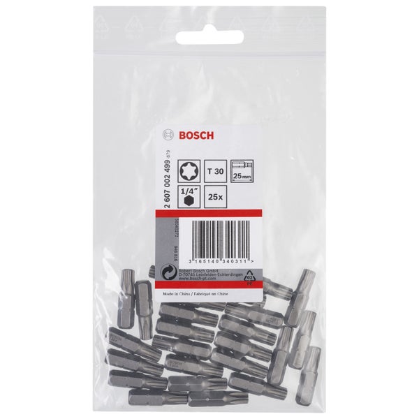 Bosch 25x Schrauberbit Extra-Hart, T30, 25 mm - 2607002499