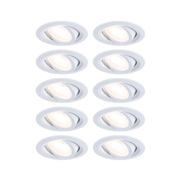 10er Set LED Einbaustrahler, schwenkbar, rund