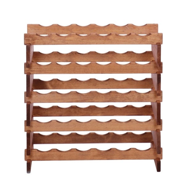 Weinregal VINOTECA FLEX PRO HxBxT 65x65x28cm 30 Flaschen auf 5 Ebenen Massives Kiefernholz Braun geölt