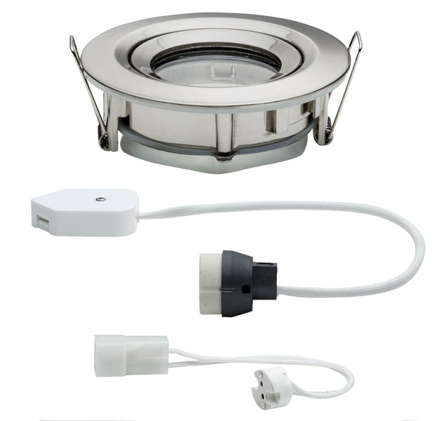 Einbauleuchte Nova Plus schwenkbar IP65 rund 93mm 30° GU5,3 / GU10 max. 35W 230/12V dimmbar Eisen gebürstet