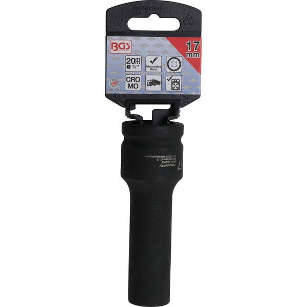 BGS Kraft-Steckschlüssel-Einsatz Zwölfkant tief Antrieb Innenvierkant 20 mm (3/4) SW 17 mm - 5345