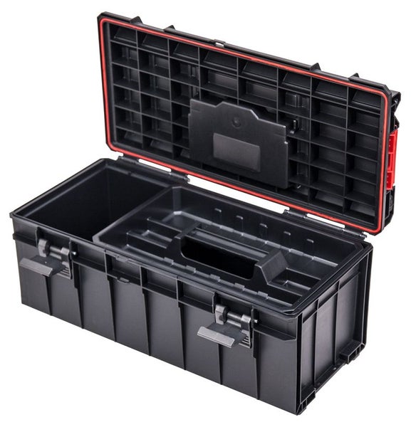 PROREGAL QBRICK Werkzeugkasten Pro HxBxT 27 x 54 x 25 cm 22 Liter Mit Deckgriff Mit Klemmverschlüsse Schwarz