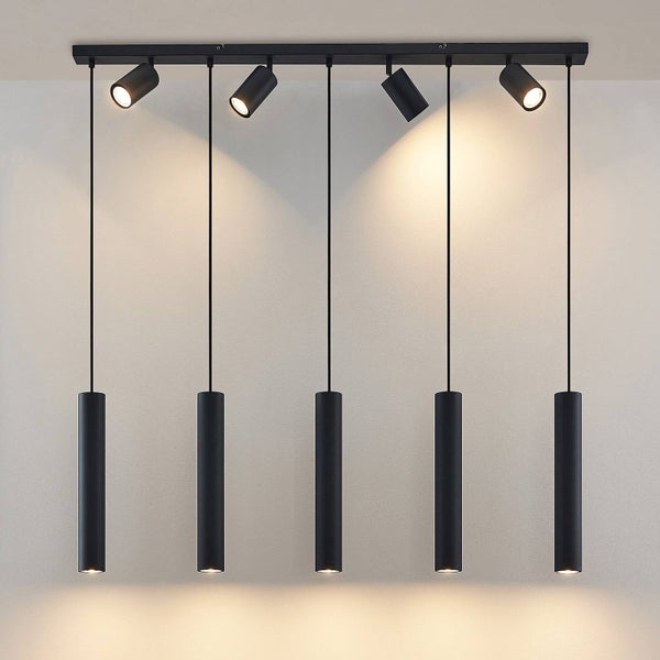 Lindby Pendelleuchte Sanad (Modern) in Schwarz aus Metall (9 flammig, GU10) - Deckenlampe Esstischlampe Hängelampe Hängeleuchte Wohnzimmerleuchte