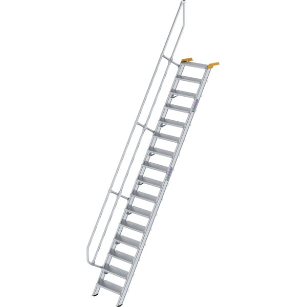 Günzburger Steigtechnik Treppe 60° Stufenbreite 600 mm 16 Stufen Aluminium geriffelt - 600216