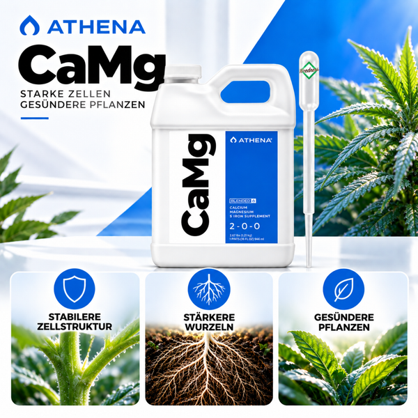 Athena CaMg Pflanzennährstoff Ergänzungsmittel für Calcium und Magnesium zur Stärkung der Zellstruktur und Förderung gesunder Pflanzen.