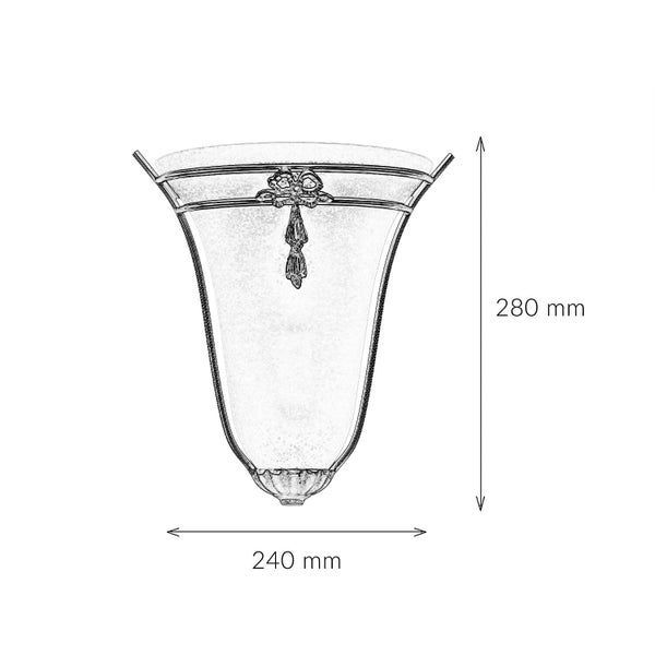 Technische Zeichnung einer Wandleuchte mit den Maßen 280 mm Höhe und 240 mm Breite