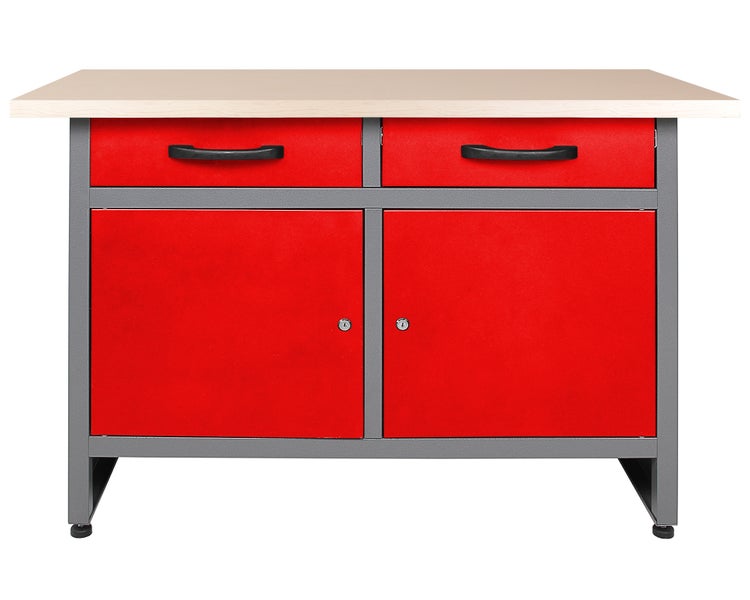 Ondis24 Werkstatt Set Schöpfer 240 cm 3 Schränke rot, Werkstatteinrichtung, Werkbank