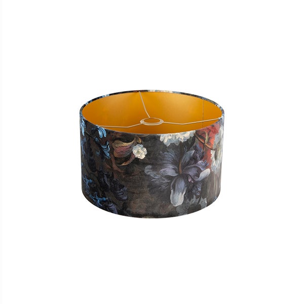 Velour Lampenschirm Blumenmuster 35/35/20 golden innen
