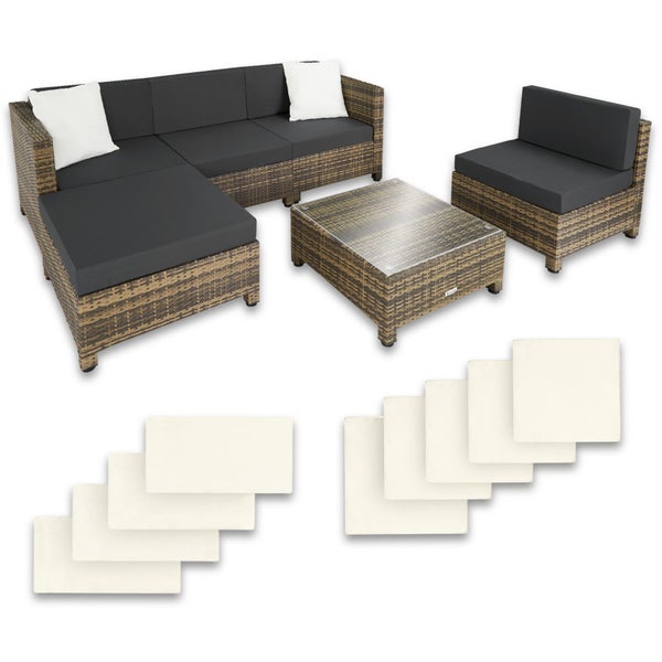 Rattan Lounge tectake  mit Aluminiumgestell mit Sicherheitsglasplatte