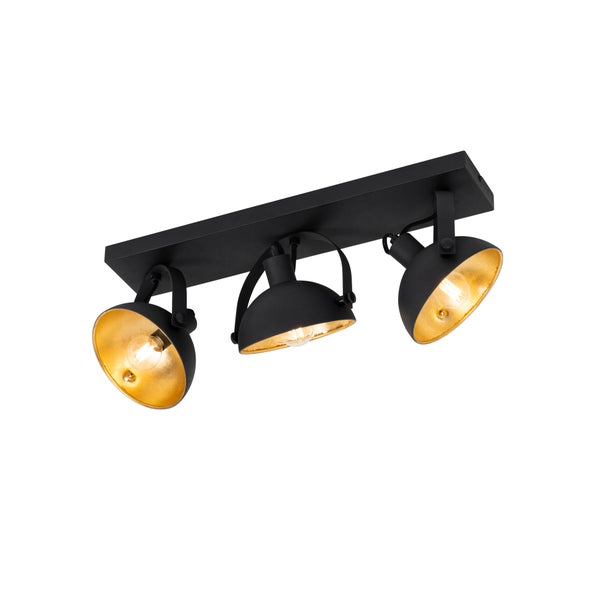 Schwarze Deckenleuchte mit drei Strahlern