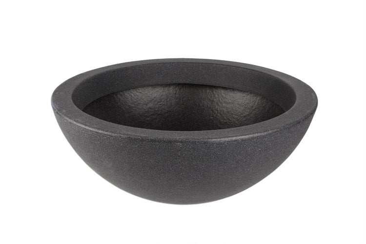 XXL Pflanzschale Wasserschale Ø 52 cm Höhe ca. 19 cm - Brunnenschale für Miniteich - Stabiler Kunststoff - Anthrazit Stein-Optik - Abfließen möglich - Grabschale