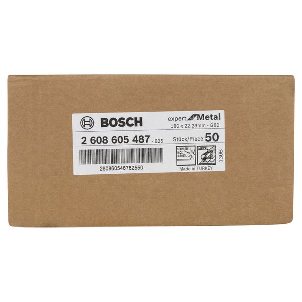 Bosch 50x Fiberschleifscheibe Expert for Metal Korund 180 mm 22 mm 80 - 2608605487