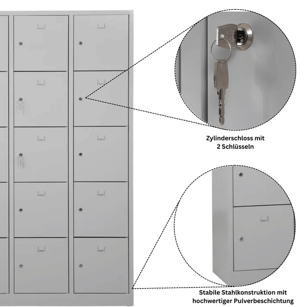 PROREGAL Schließfachschrank Falcon Large HxBxT 190 x 119 x 45 cm Zylinderschloss Grau