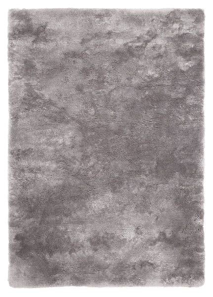 Hochflor Teppich Freyja Silber Uni, Modern 60 x 110 cm