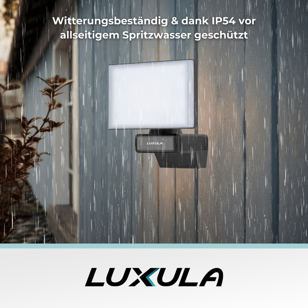 Wetterbeständige Luxula Aussenleuchte mit IP54 Schutz gegen allseitiges Spritzwasser