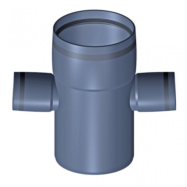 Doppelabzweig aus Kunststoff für Abwasserrohre, 90 Grad