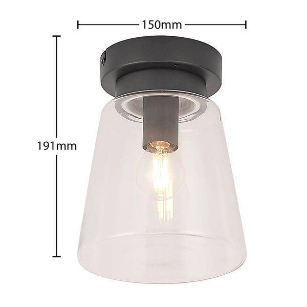 Lindby Deckenlampe Carmalin (spritzwassergeschützt (Modern) in Schwarz aus Metall (1 flammig, E14) - Bad Deckenleuchte Lampe Wohnzimmerleuchte