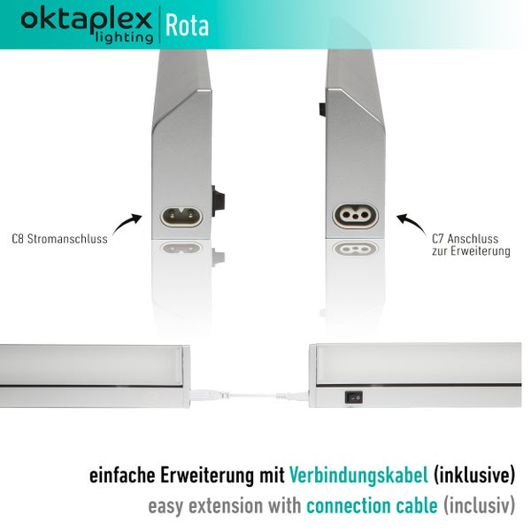 Oktaplex Rota LED Unterbauleuchte Schwenkbar 58cm Aluminium neutralweiß 4000K 10W