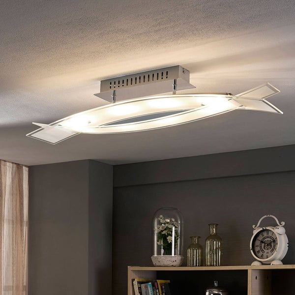 Lindby LED Deckenleuchte Elina (Modern) in Weiß aus Glas (4 flammig, ) - Lampe Deckenlampe Wohnzimmerleuchte