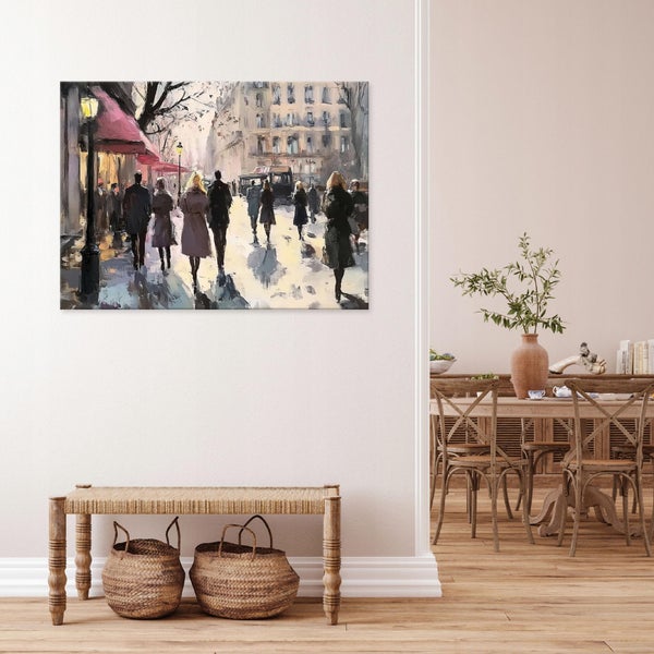 Bilder Stadt Abstrakt Aquarell Leinwandbild Schlafzimmer Wohnzimmer 100x70 cm