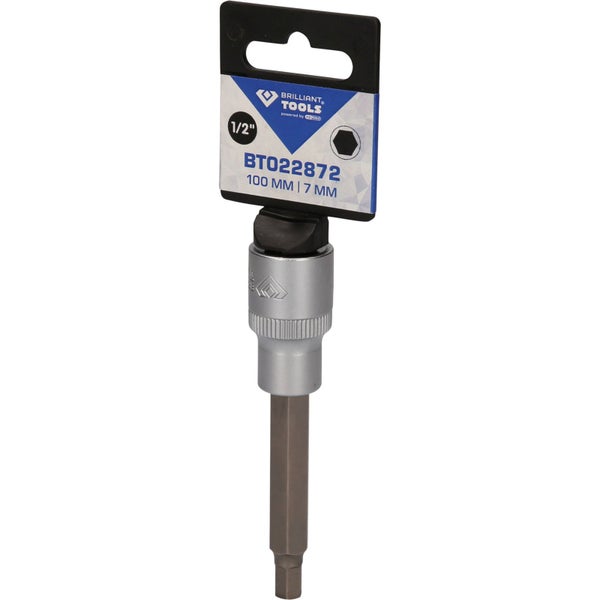 BRILLIANT TOOLS 1/2 Innensechskant Bit-Stecknuss 100 mm lang 7 mm - BT022872