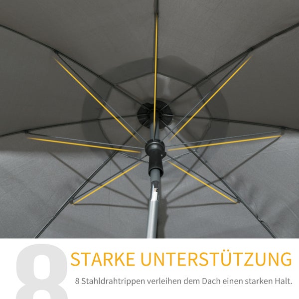 Outsunny Sonnenschirm Strand Ø180 cm UV 50+ windfest stabil Strandschirm mit UV-Schutz sturmfest Balkon-Schirm faltbarer Gartenschirm sicherer Sonnenschutz für Reisen Strand Balkon Camping Dunkelgrau