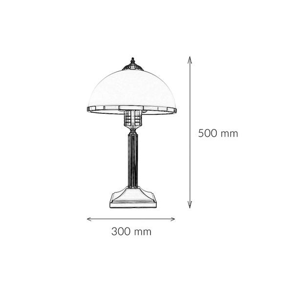 Technische Zeichnung einer Tischleuchte mit den Maßen 500 mm Höhe und 300 mm Breite