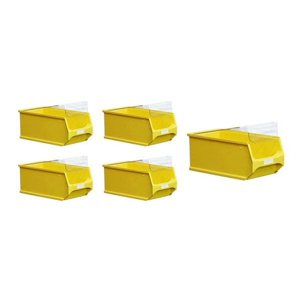 PROREGAL SparSet 5 x Gelbe Sichtlagerbox 4.0 Mit Abdeckung HxBxT 15 x 20 x 35 cm 7,2 Liter Sichtlagerbehälter Sichtlagerkasten