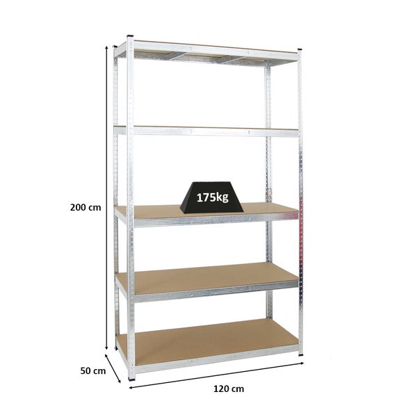 PROREGAL Schwerlastregal Giant Ragnar HxBxT 200 x 120 x 50 cm Fachlast 175 kg Verzinkt