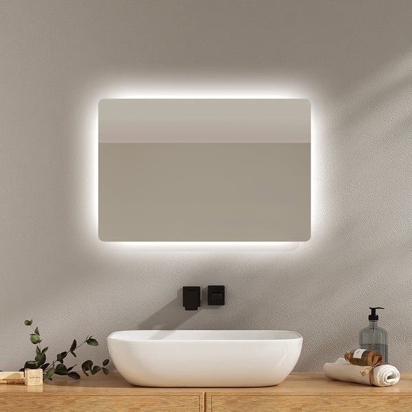 EMKE LED Badspiegel mit Druckknopfschalter 2 Farben des Lichts Beschlagfrei 60x40 cm