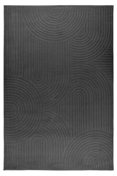 Rechteckiger Teppich mit geometrischem Bogenmuster in Reliefoptik als moderner Wohnzimmerteppich