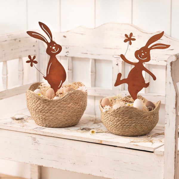 FRANK FLECHTWAREN|Universalkorb Waves, 2er Set, Ø 26 x 13 cm, Ø 28 x 18 cm, SEEGRAS