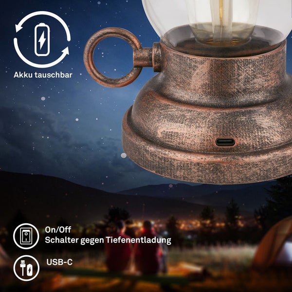 LED Tischlampe Akku LED Tischleuchte Dimmbar Kabellos Touch Warmweiß Terrasse
