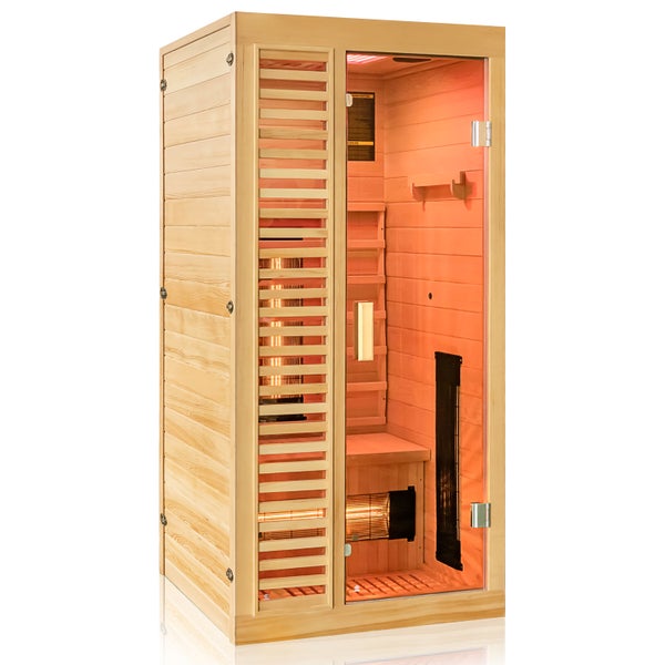 Dewello® Infrarotkabine Infrarotsauna HAMLIN 90cm x 90cm inkl. 4 Vollspektrumstrahler, Karbonstrahler, 1 Person, LED