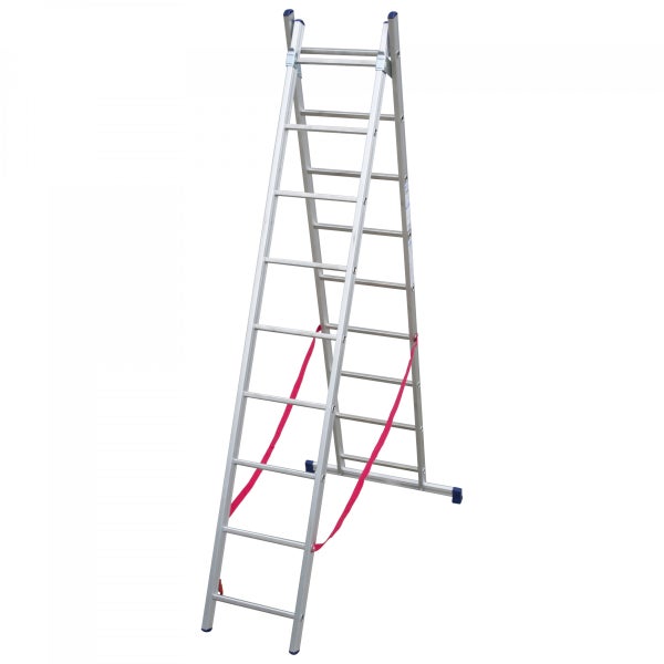 Aluminium-Doppelleiter mit Sicherheitsgurten