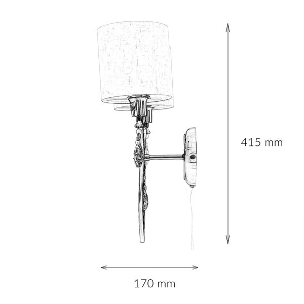 Technische Zeichnung einer Wandleuchte mit den Maßen 415 mm Höhe und 170 mm Breite.