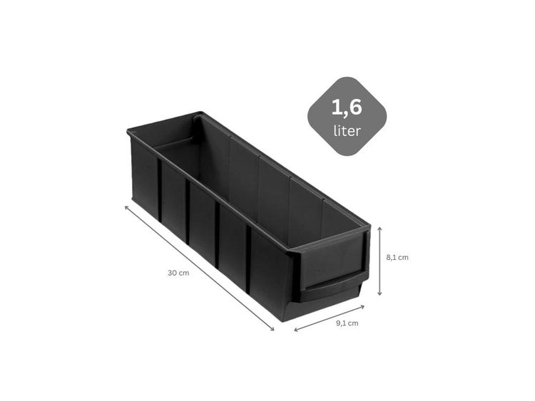 PROREGAL SuperSparSet 48x Leitfähige Indurstriebox 300 S HxBxT 8,1 x 9,1 x 30 cm 1,6 Liter ESD Sortimentskasten