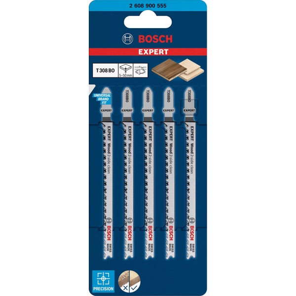 Bosch 5x Expert Wood 2-side clean T 308 BO Stichsägeblatt - 2608900555