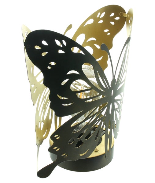 FRANK FLECHTWAREN|Solar-Deko Schmetterling, 22 x 10 x 22,5 cm, METALL, KUNSTSTOFF